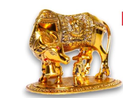 Picture of Cow with Calf Idol – Kamdhenu Murti for Home Decor & Pooja