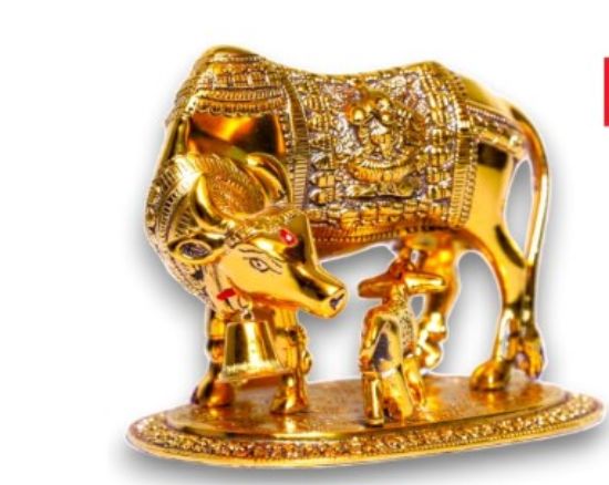 Picture of Cow with Calf Idol – Kamdhenu Murti for Home Decor & Pooja